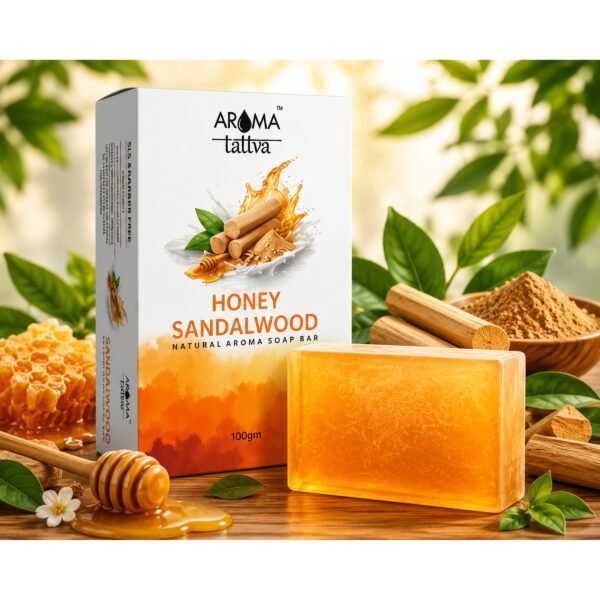 honey_sandalwood_main_image_big_HD Aroma Tattva Honey Sandalwood Natural Aroma Soap Bar – 100g